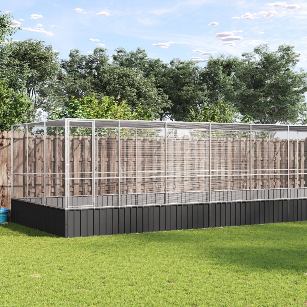 Volière Géante Acier Galvanisé Jardin 1139x307cm Argent - ComfortXL Outdoor Living - Image 1