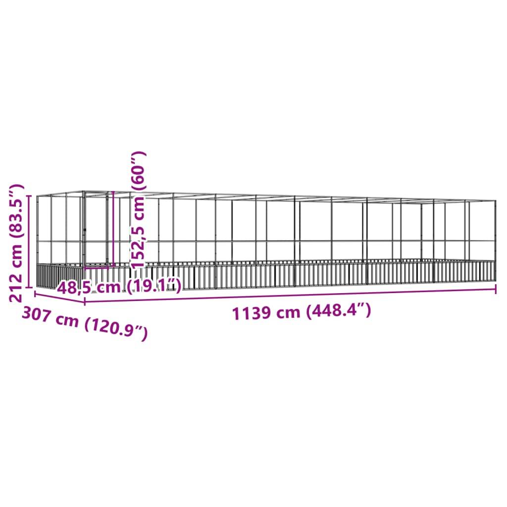 Volière Géante Acier Galvanisé Jardin 1139x307cm Argent - ComfortXL Outdoor Living - Image 8
