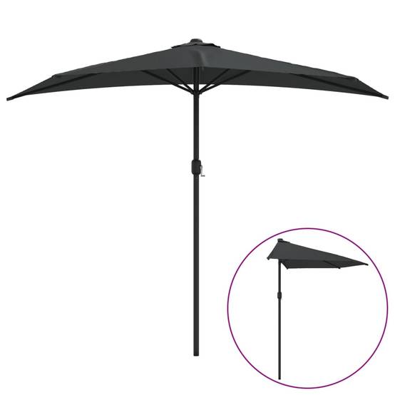 PANGIVO - Demi-parasol aluminium et polyester anthracite 270 x 144 x 222 cm - PANGIVO - Image 2