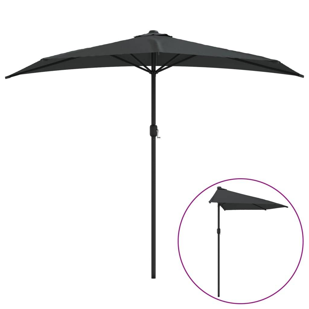 PANGIVO - Demi-parasol aluminium et polyester anthracite 270 x 144 x 222 cm - PANGIVO - Image 2