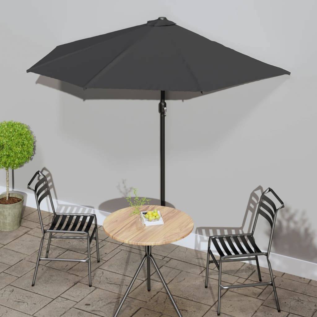 PANGIVO - Demi-parasol aluminium et polyester anthracite 270 x 144 x 222 cm - PANGIVO - Image 1