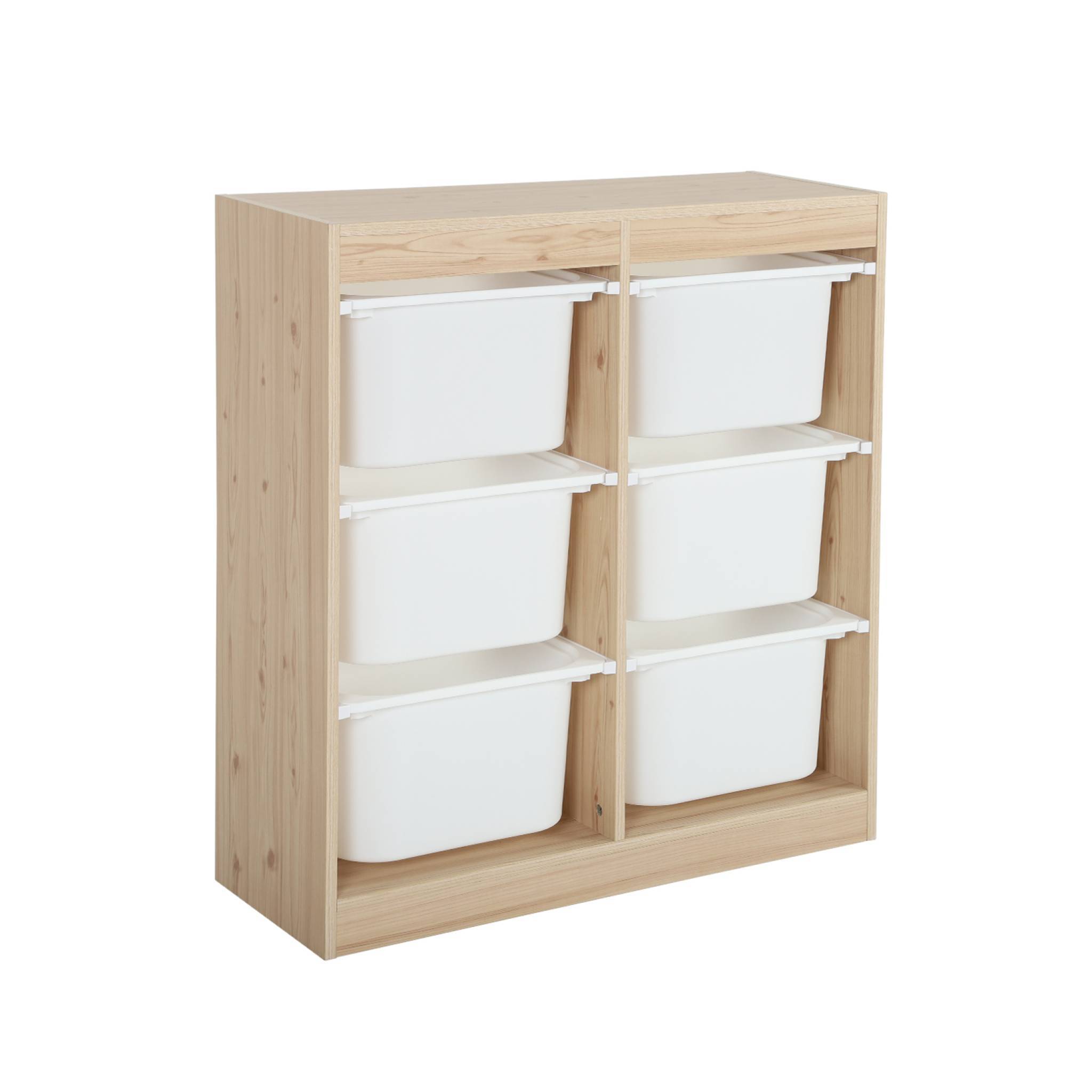 sweeek - Meuble de rangement enfant. naturel. 6 bacs de rangement en plastique  | sweeek - Image 2
