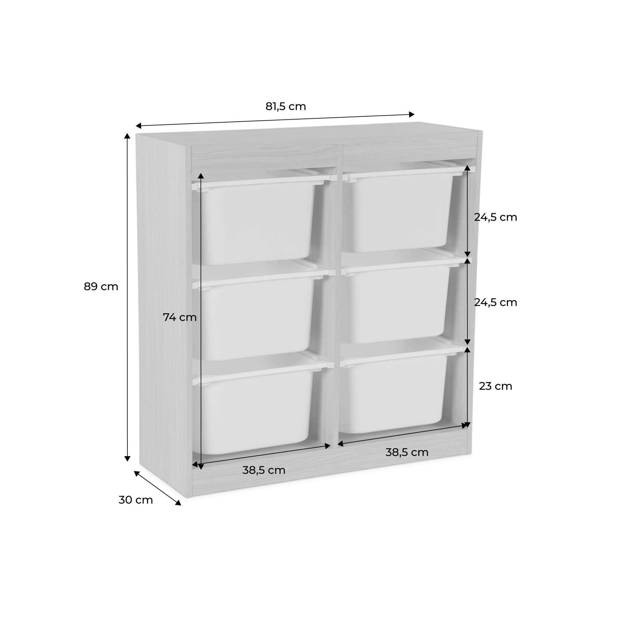 sweeek - Meuble de rangement enfant. naturel. 6 bacs de rangement en plastique  | sweeek - Image 4