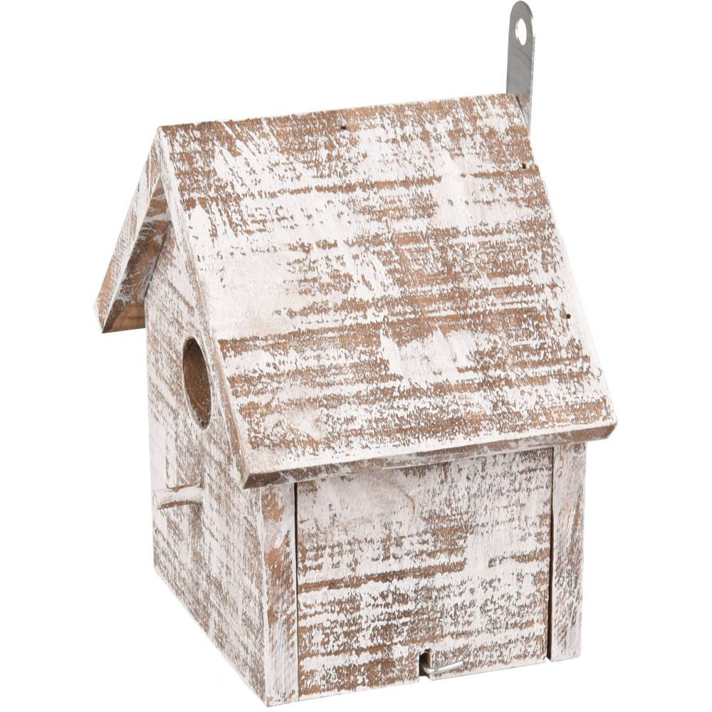 Nichoir pour oiseaux GOOS en bois . 15.5 x 11 x 16 cm. blanc /brun. - Imagen 2
