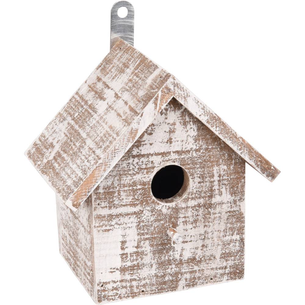 Nichoir pour oiseaux GOOS en bois . 15.5 x 11 x 16 cm. blanc /brun. - Imagen 1