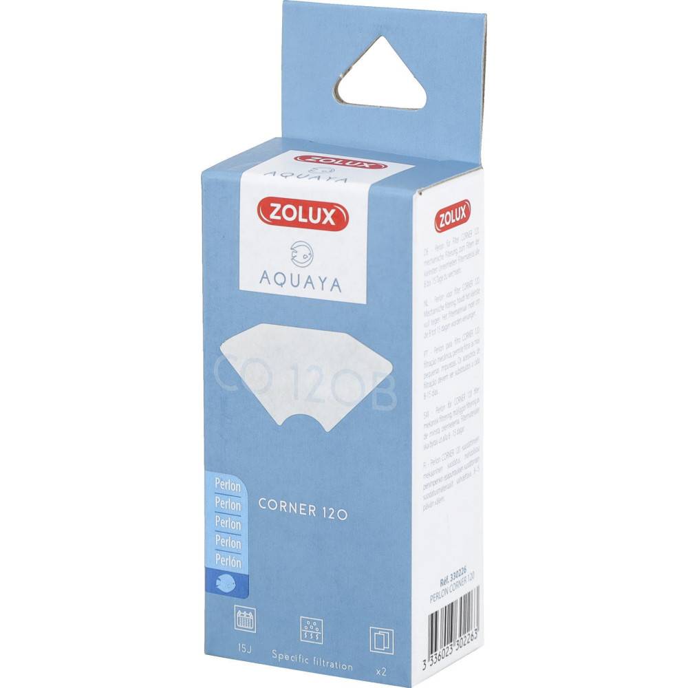 Zolux - Filtre pour pompe corner 120, filtre CO 120 B perlon x 2 pour aquarium - Imagen 2