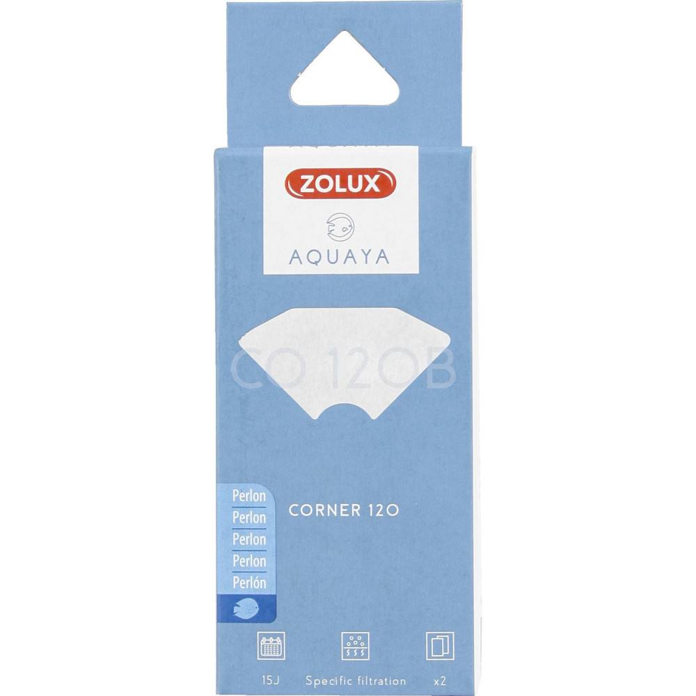 Zolux - Filtre pour pompe corner 120, filtre CO 120 B perlon x 2 pour aquarium - Imagen 1