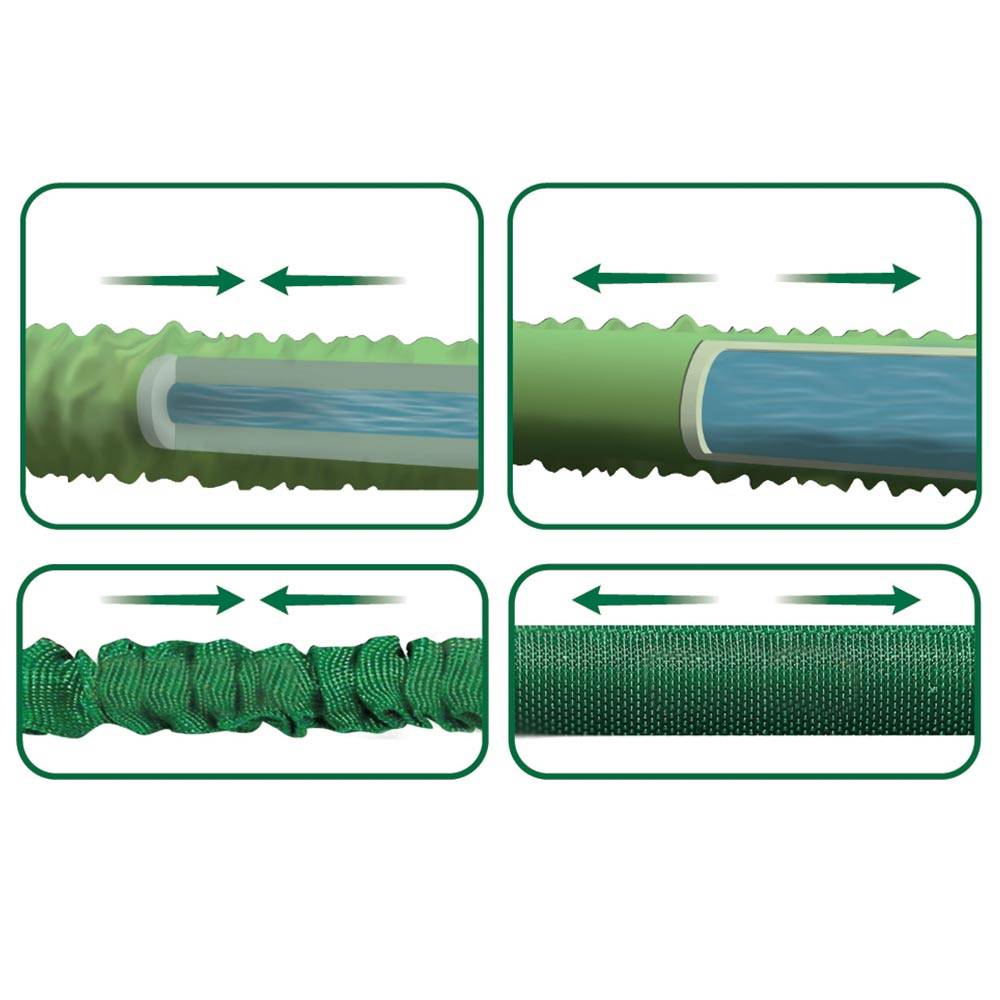 Terre Jardin - Tuyau d'arrosage extensible avec pistolet 45 mètres Vert - Imagen 7