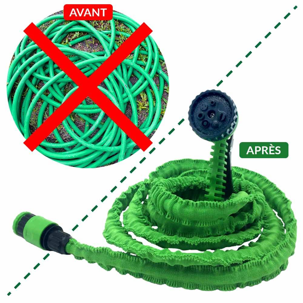 Terre Jardin - Tuyau d'arrosage extensible avec pistolet 45 mètres Vert - Imagen 4