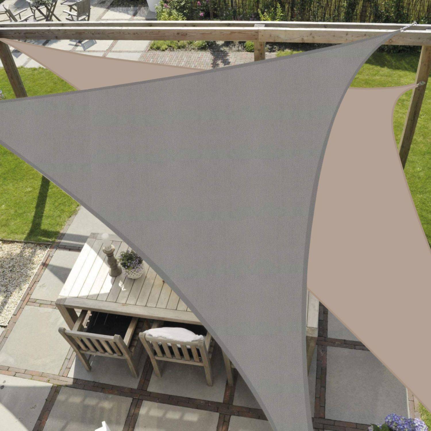Linxor - Voile d'ombrage triangulaire imperméable et anti-UV - 3 x 3 x 3 m - Taupe - Linxor - Imagen 4
