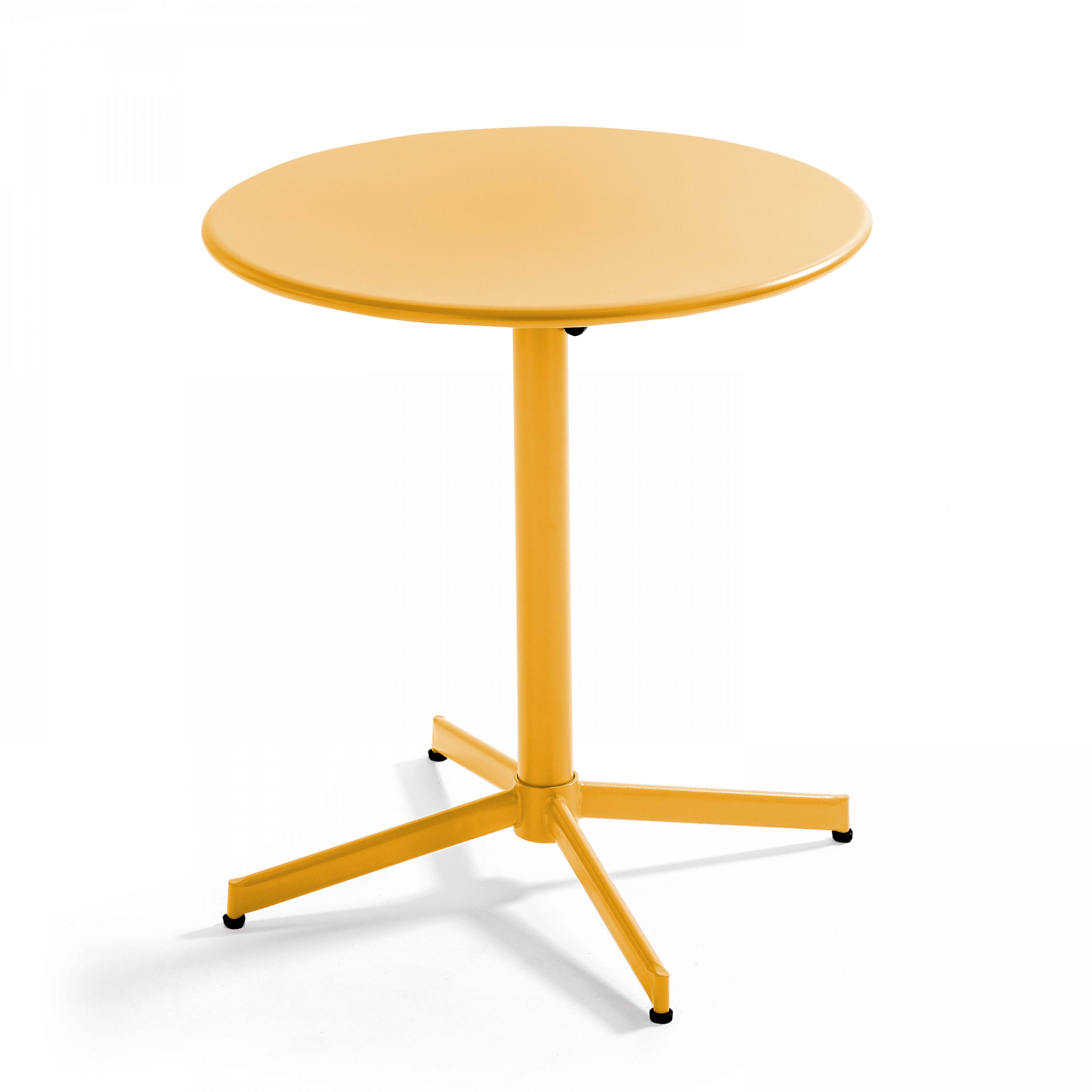Oviala - Ensemble table ronde et 2 chaises de jardin bistrot en métal jaune Palavas - Oviala - Imagen 2