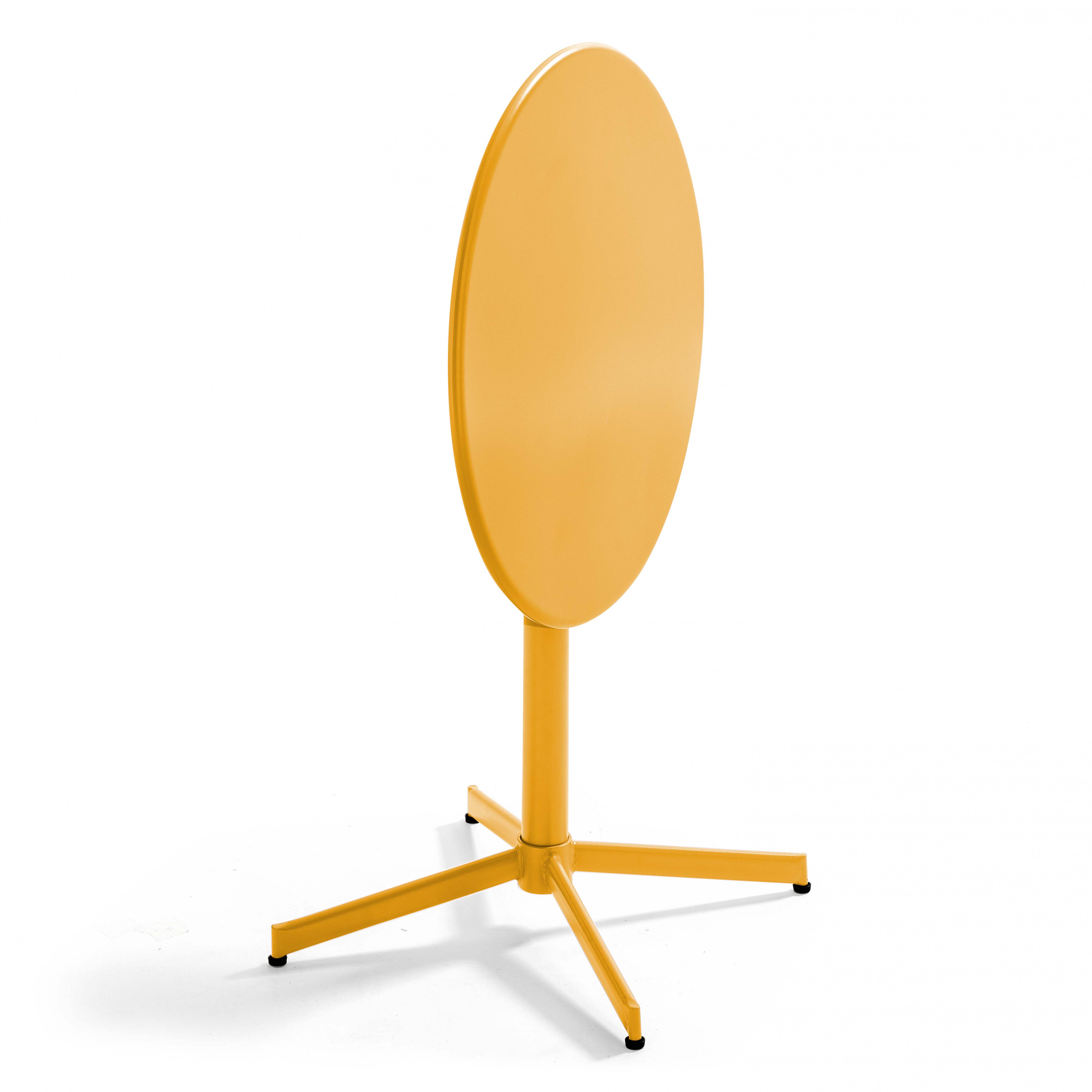 Oviala - Ensemble table ronde et 2 chaises de jardin bistrot en métal jaune Palavas - Oviala - Imagen 3