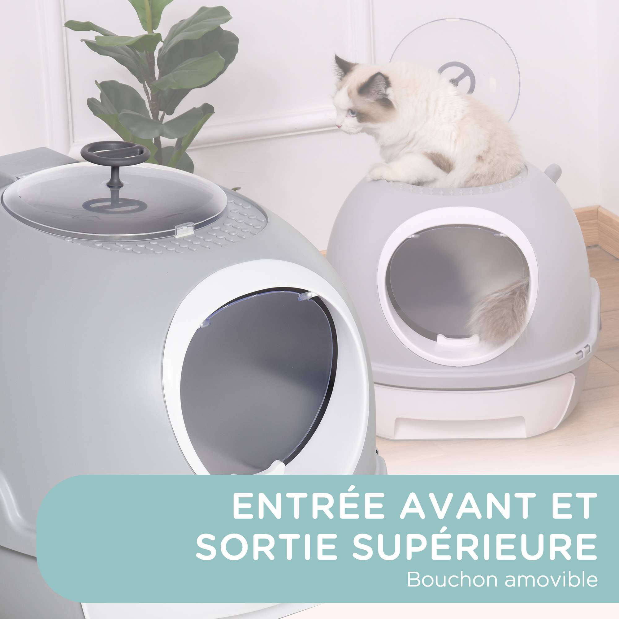 Maison de Toilette Design Sphère avec Tiroir Coulissant et Pelle Inclus Gris - ComfortXL Outdoor Living - Image 9