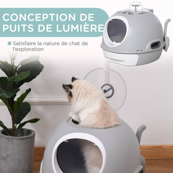 Maison de Toilette Design Sphère avec Tiroir Coulissant et Pelle Inclus Gris - ComfortXL Outdoor Living - Image 7