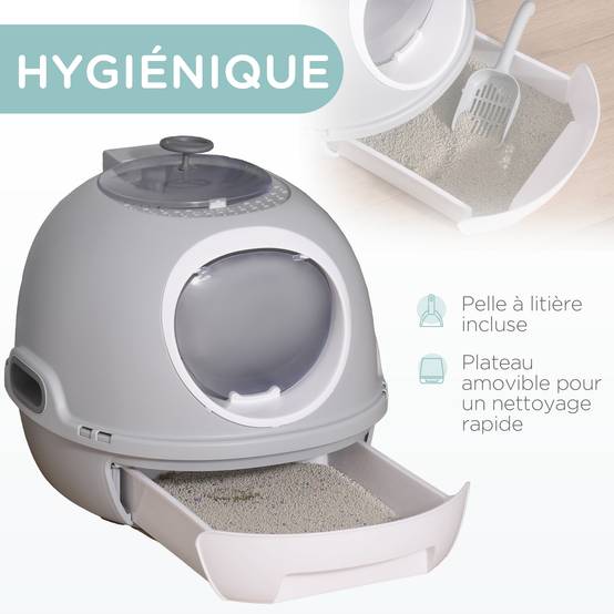 Maison de Toilette Design Sphère avec Tiroir Coulissant et Pelle Inclus Gris - ComfortXL Outdoor Living - Image 6