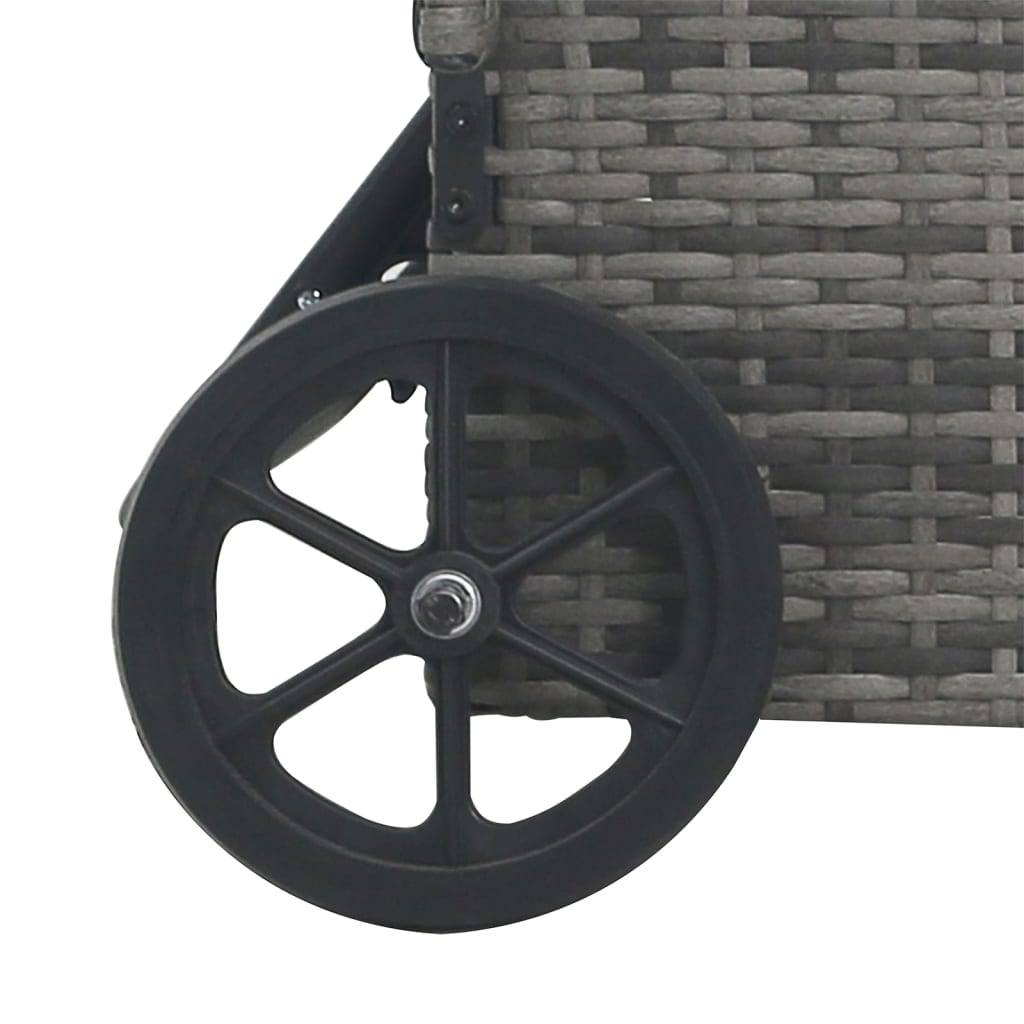Helloshop26 - Transat chaise longue bain de soleil lit de jardin terrasse meuble d'extérieur 198 cm avec roues résine tressée anthracite - Imagen 5