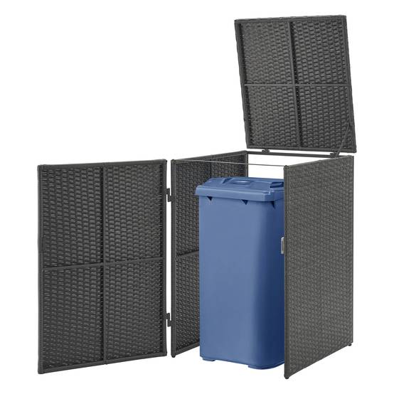 Cache poubelle Widnau pour 1 conteneur avec revêtement polyrotin 109 x 70 x 78 cm en.casa - Imagen 1