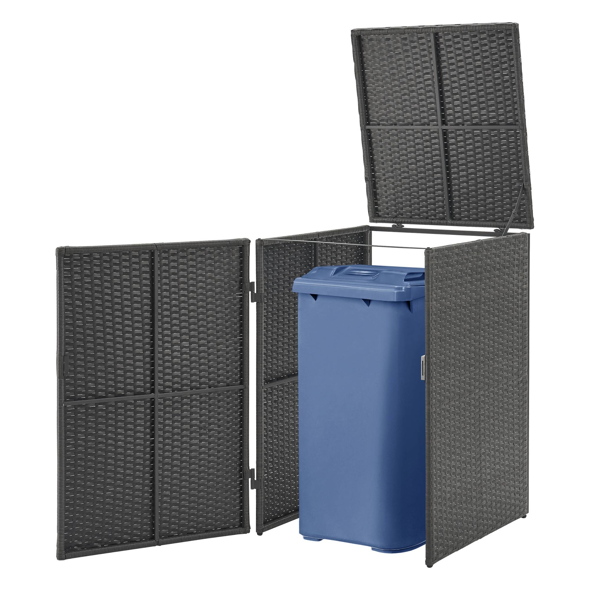 Cache poubelle Widnau pour 1 conteneur avec revêtement polyrotin 109 x 70 x 78 cm en.casa - Imagen 1