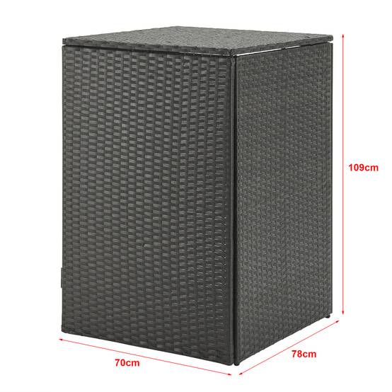 Cache poubelle Widnau pour 1 conteneur avec revêtement polyrotin 109 x 70 x 78 cm en.casa - Imagen 3