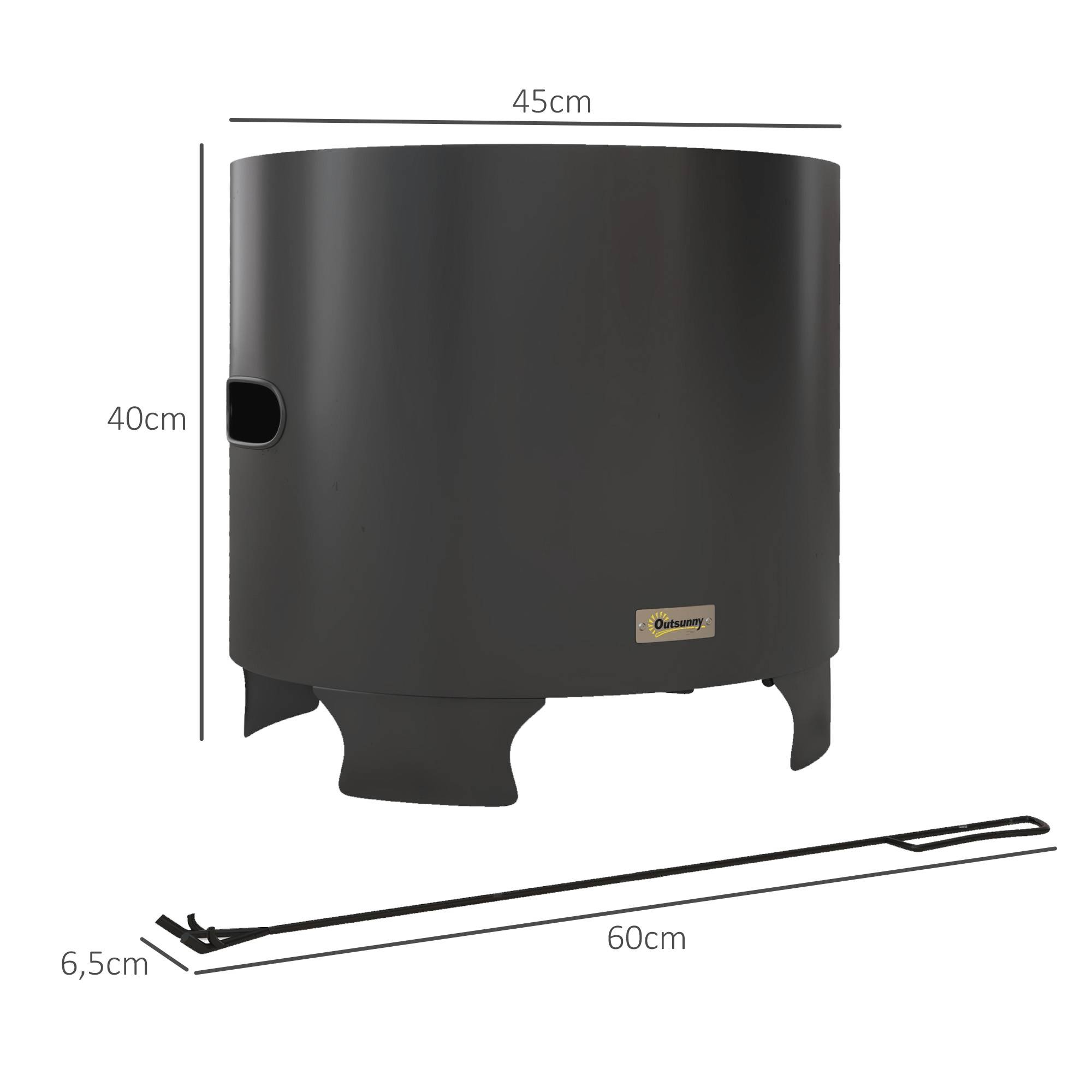 Outsunny - Brasero extérieur portable avec tisonnier - Ø 45 cm - acier inox métal noir - Outsunny - Image 3