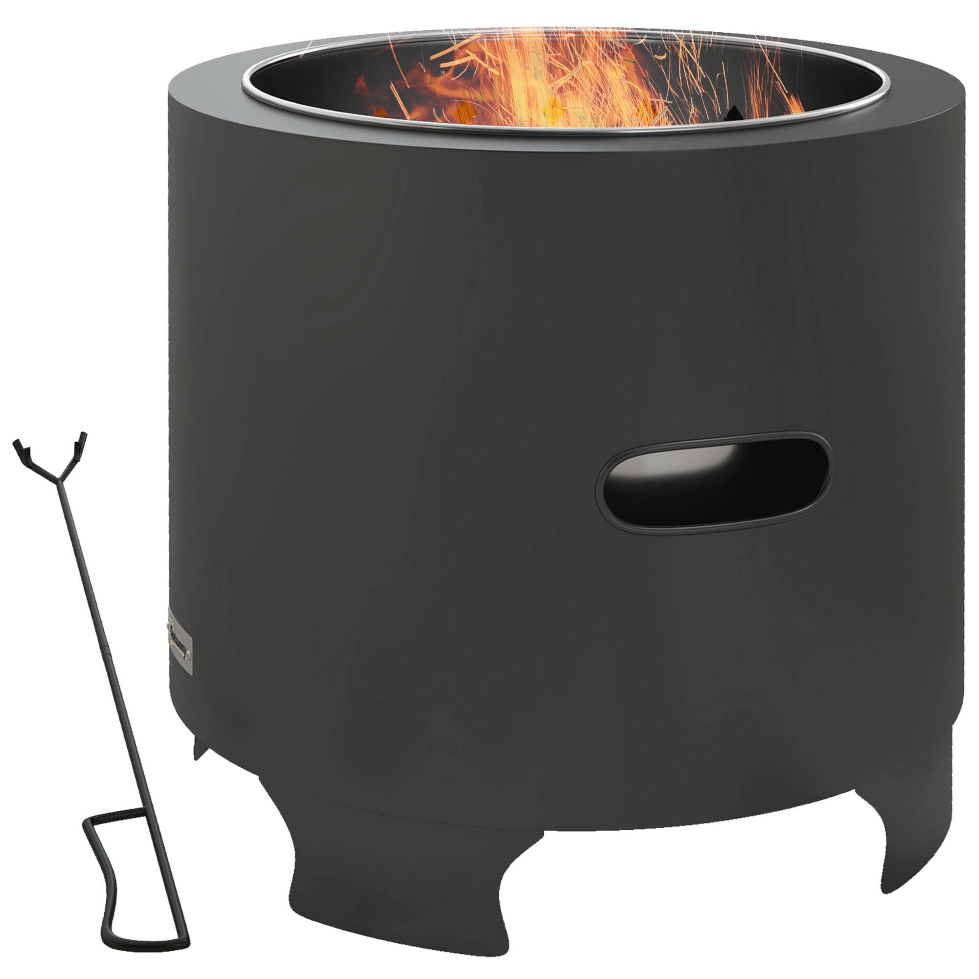 Outsunny - Brasero extérieur portable avec tisonnier - Ø 45 cm - acier inox métal noir - Outsunny - Image 1