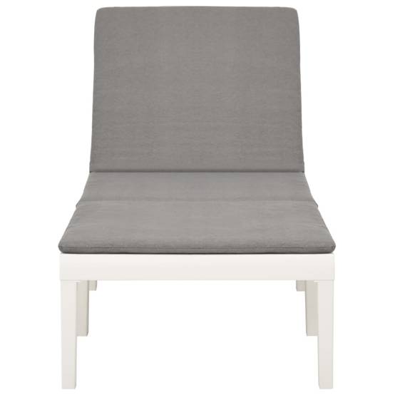 Bain de soleil - Transat - Chaise longue avec coussin Plastique Blanc - MEUBLE PRO - Image 3