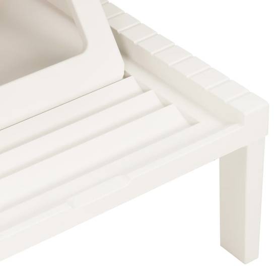 Bain de soleil - Transat - Chaise longue avec coussin Plastique Blanc - MEUBLE PRO - Image 7