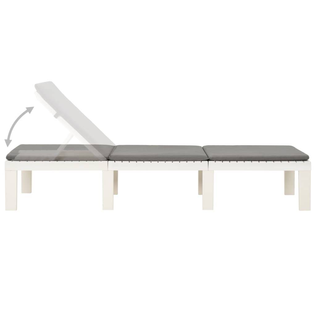 Bain de soleil - Transat - Chaise longue avec coussin Plastique Blanc - MEUBLE PRO - Image 6
