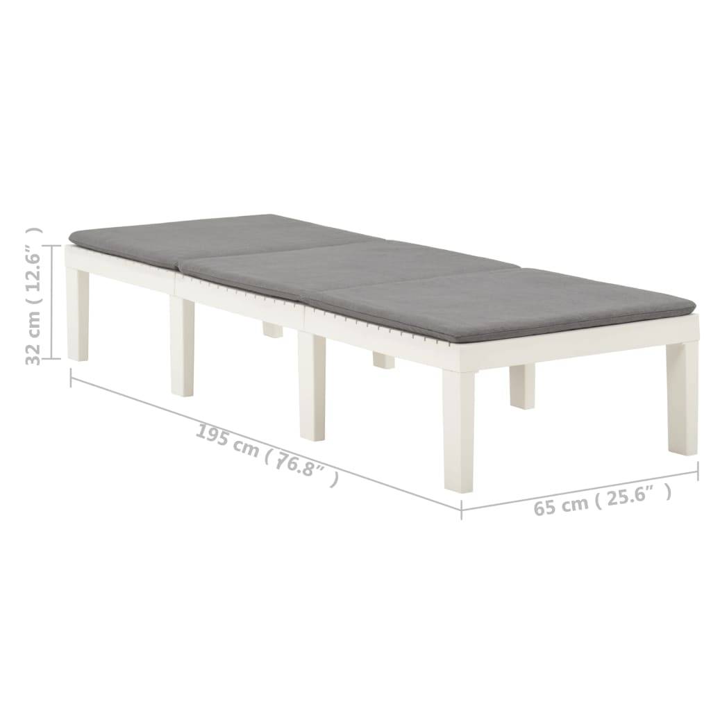Bain de soleil - Transat - Chaise longue avec coussin Plastique Blanc - MEUBLE PRO - Image 9