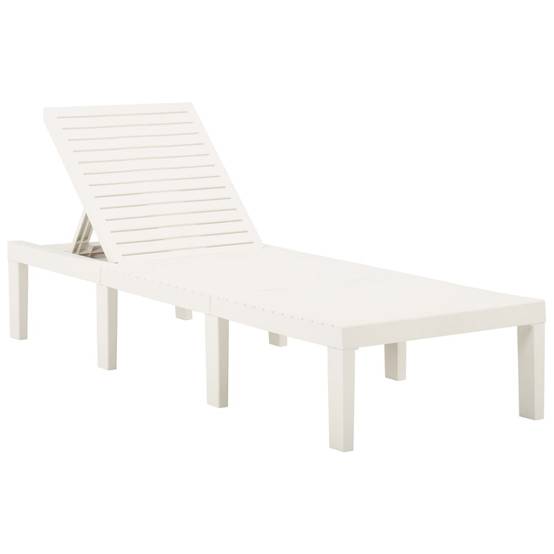Bain de soleil - Transat - Chaise longue avec coussin Plastique Blanc - MEUBLE PRO - Image 5