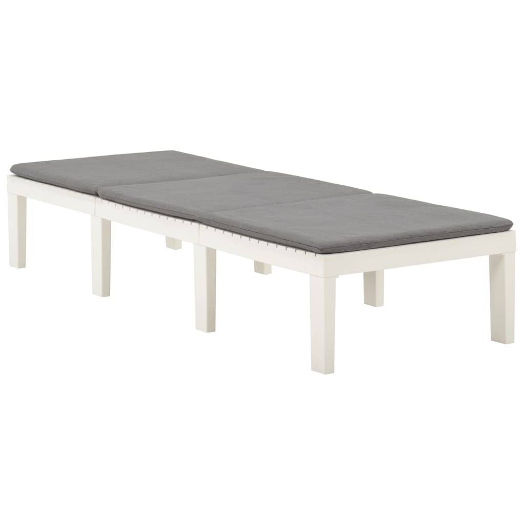 Bain de soleil - Transat - Chaise longue avec coussin Plastique Blanc - MEUBLE PRO