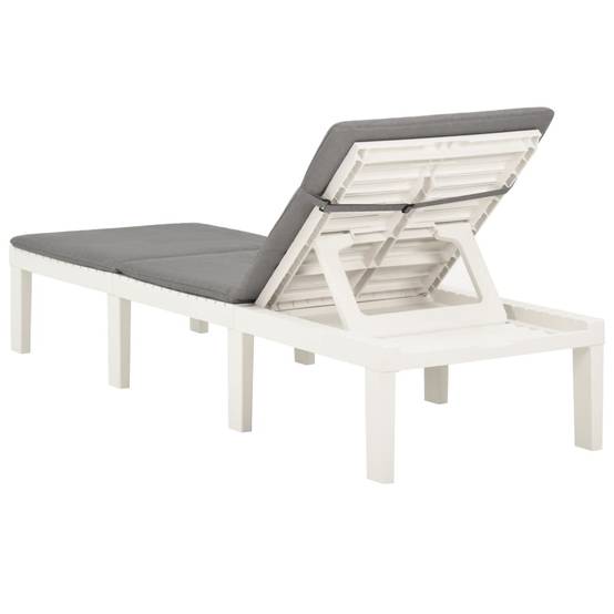 Bain de soleil - Transat - Chaise longue avec coussin Plastique Blanc - MEUBLE PRO - Image 4