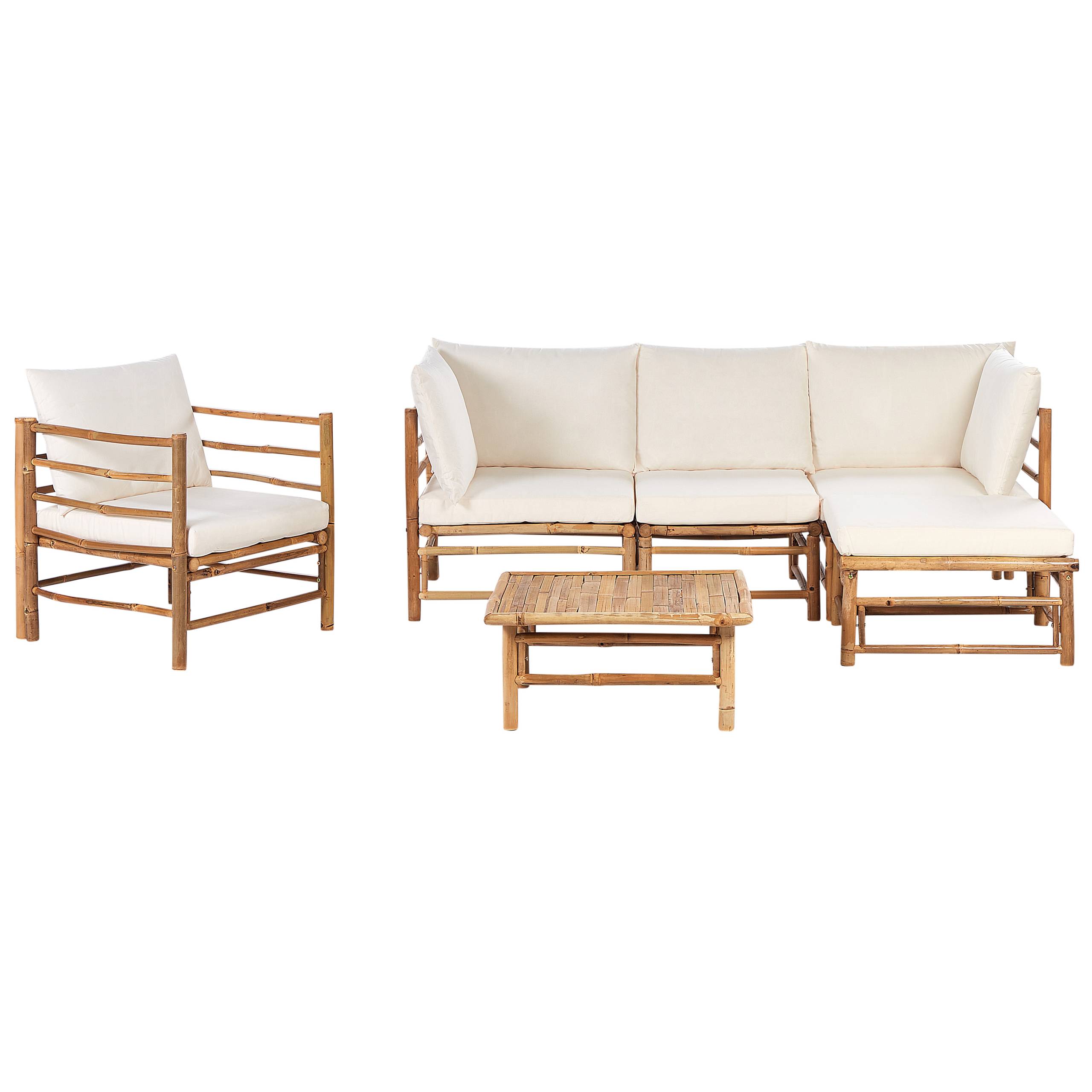 Beliani - Set de jardin, 5 Personnes Bambou Blanc cassé CERRETO - Beliani - Imagen 2