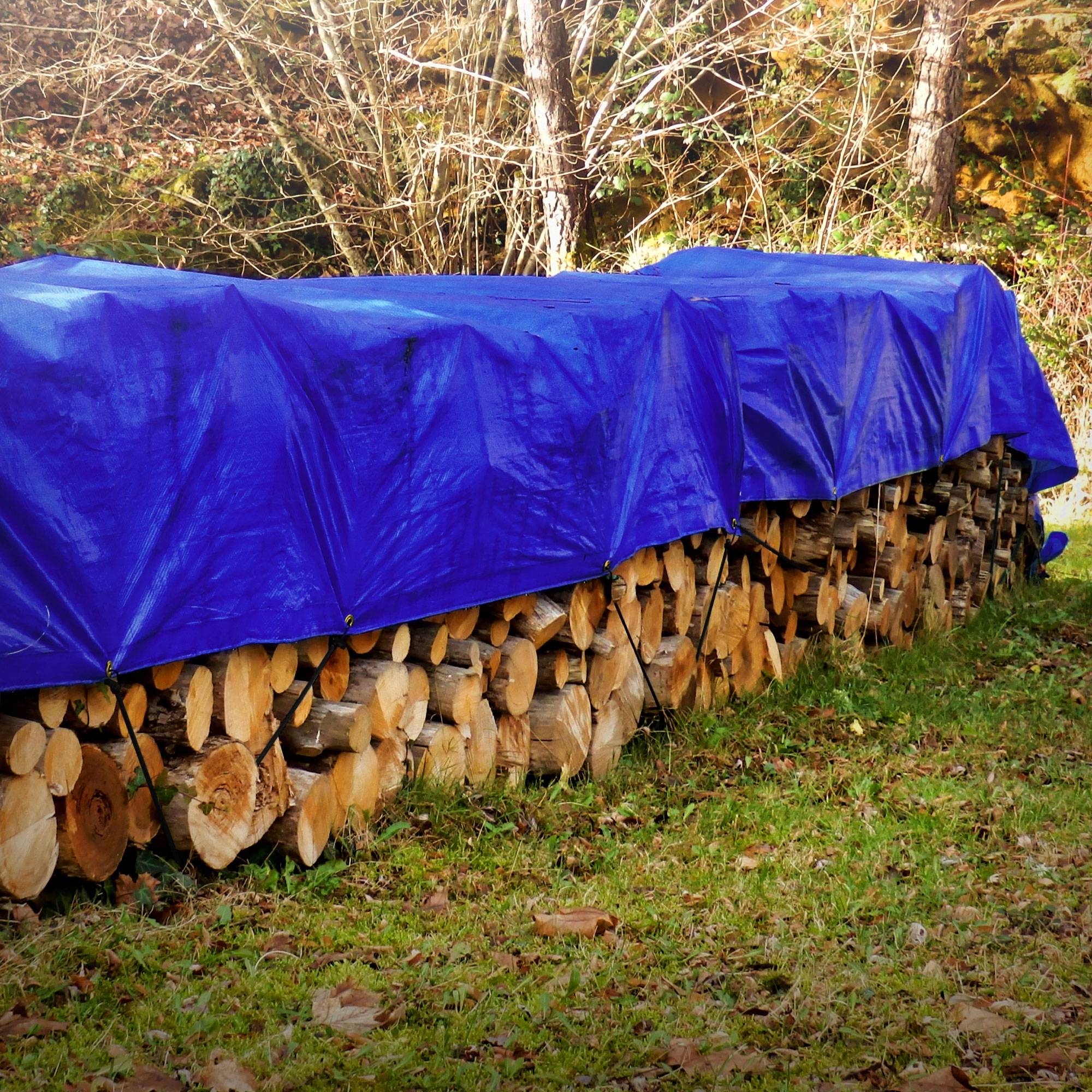 Ecd-Germany - Bâche de Protection Premium avec Œillets + 10 Crochets, 6x3m 18m², 650g/m², Bleu, Tissu PVC, Indéchirable, Imperméable - Imagen 9