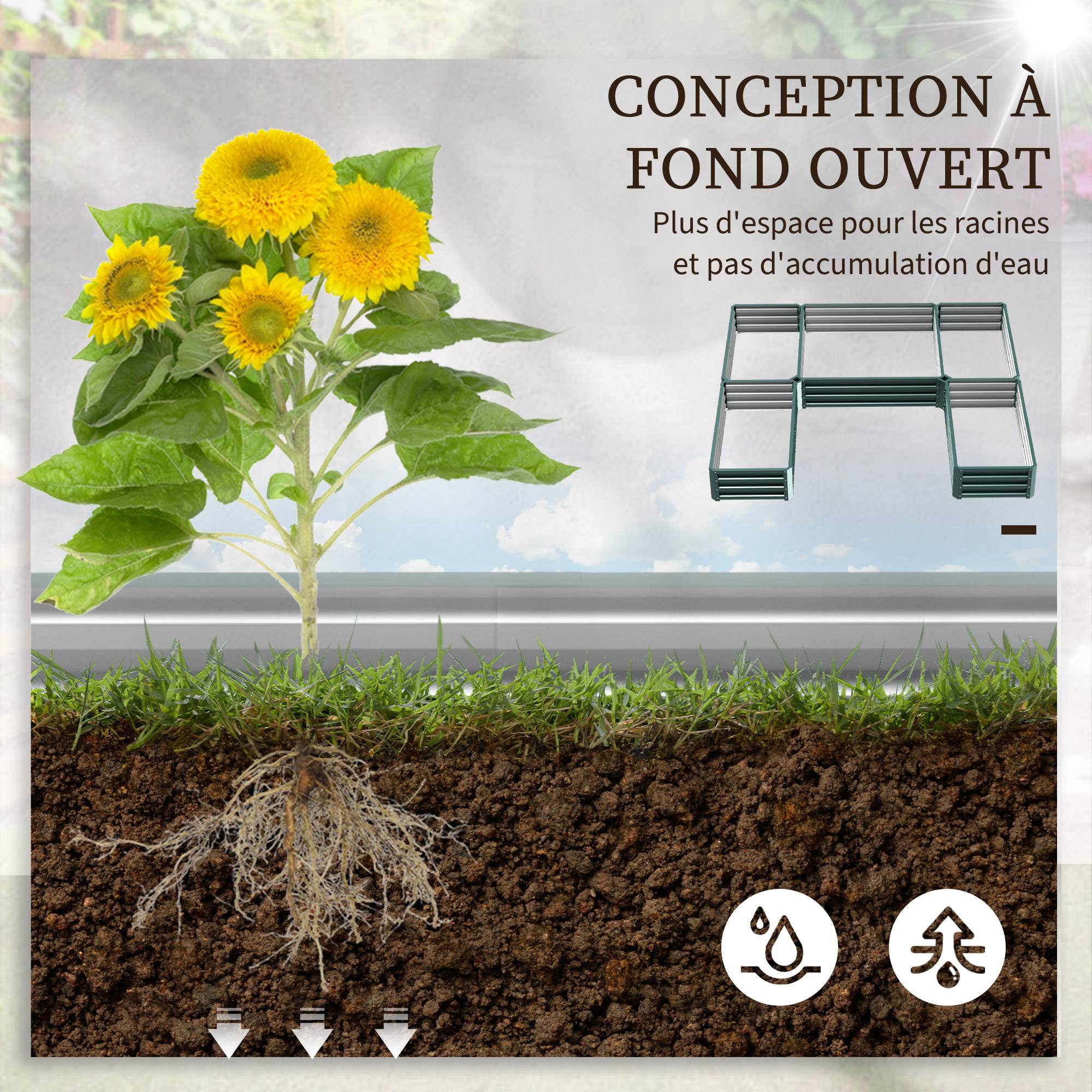 PANGIVO - Carré potager acier vert 245 x 242 x 31 cm - PANGIVO - Image 7