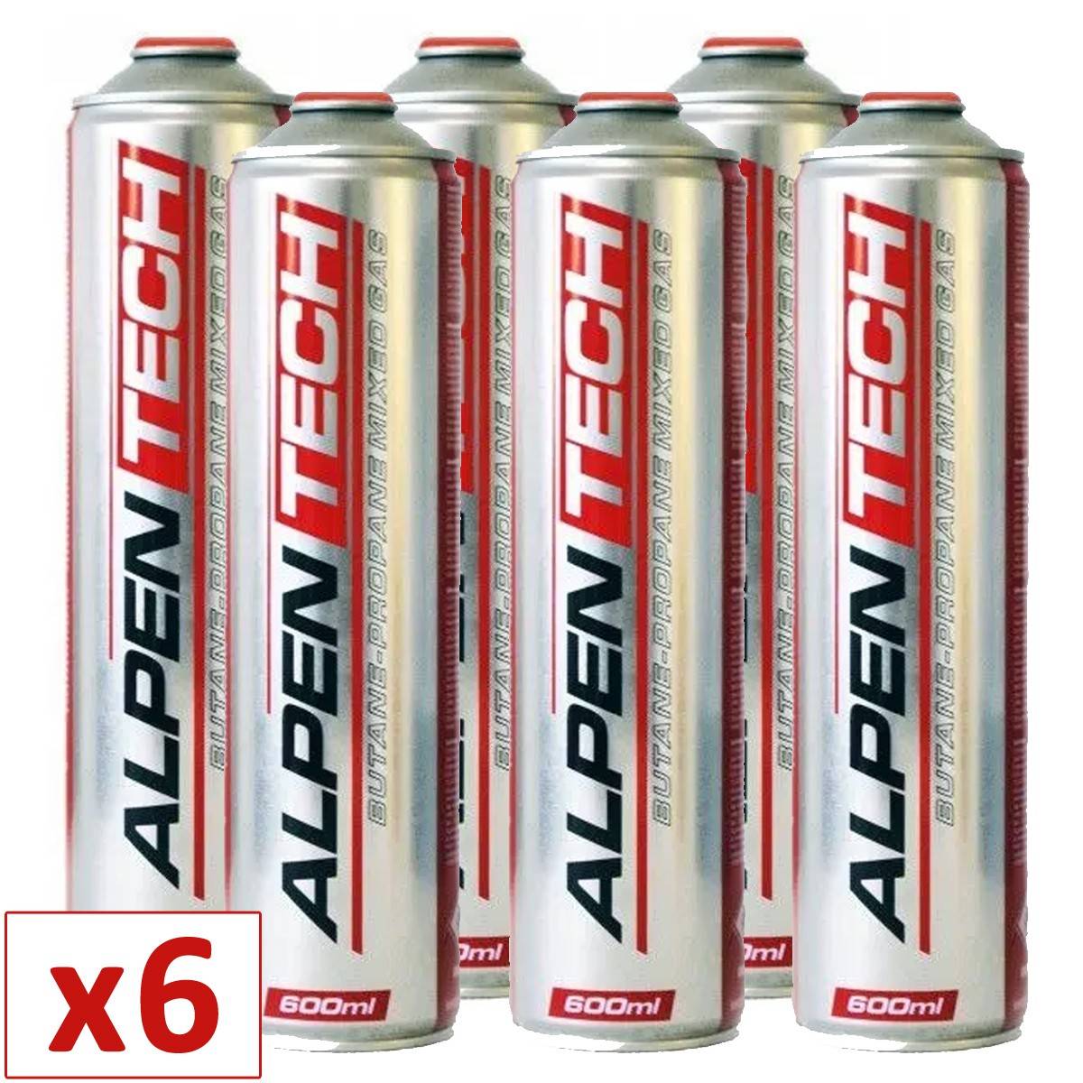 Pack de 6 Cartouches de gaz 330gr Butane propane mix 600ml Valve 7/16 ALPENTECH - Imagen 2