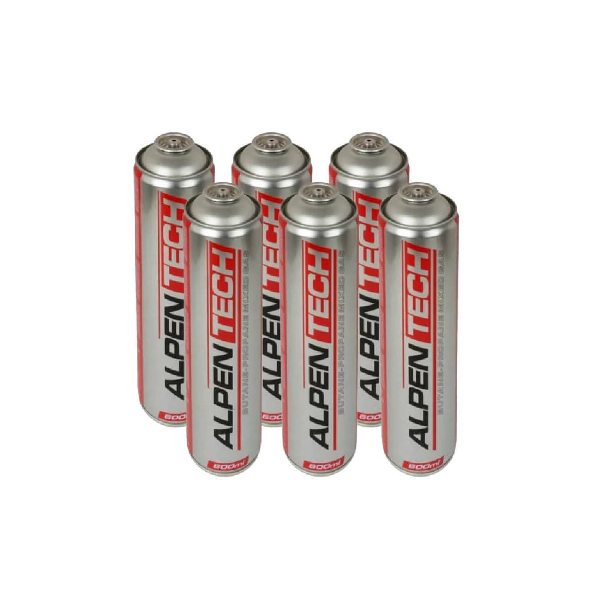 Pack de 6 Cartouches de gaz 330gr Butane propane mix 600ml Valve 7/16 ALPENTECH - Imagen 1