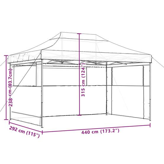 ComfortXL - Tente de réception pliable acier jardin grand format fenêtres 4x3m orange - ComfortXL Outdoor Living - Image 9