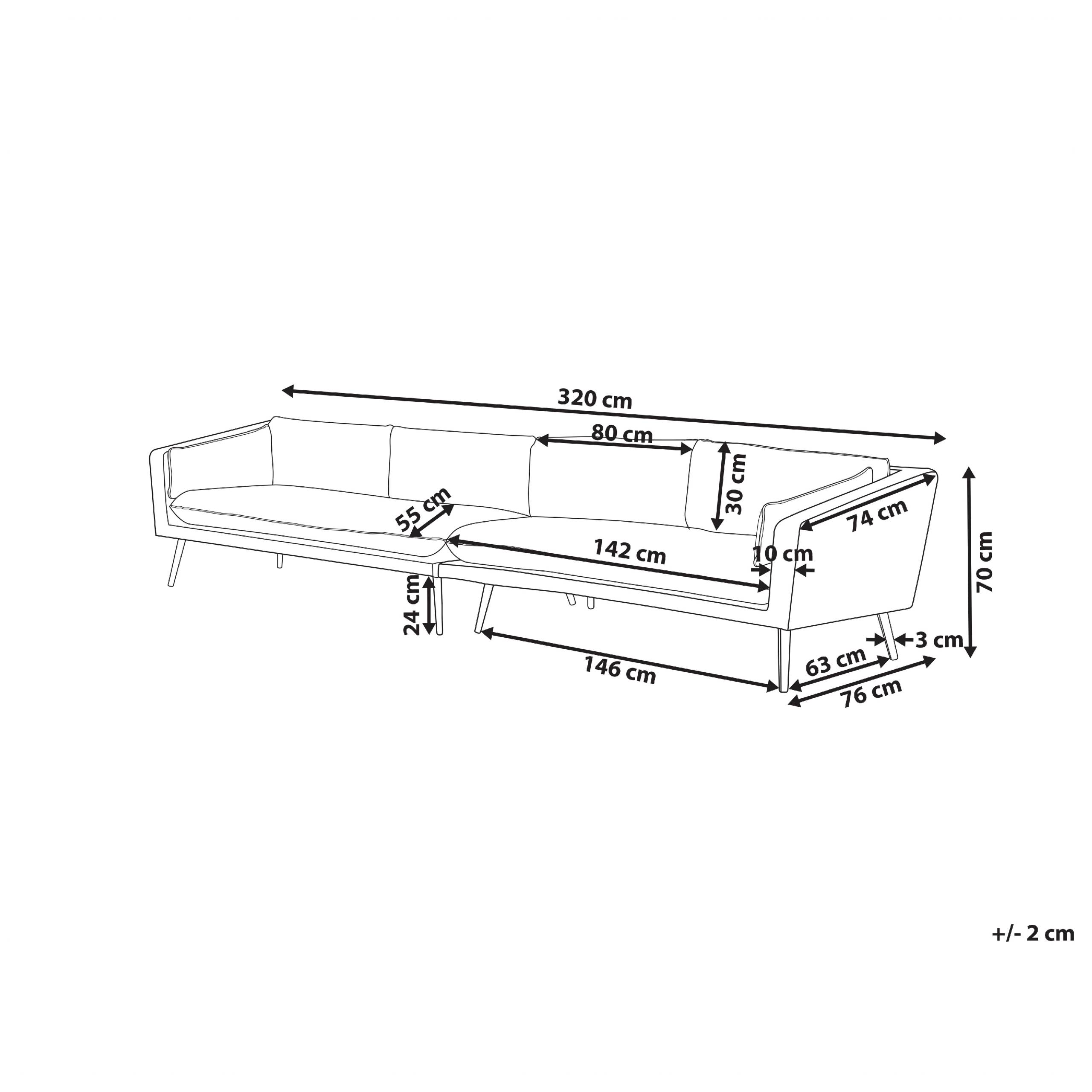 Beliani - Canapé de jardin, 4 Personnes Tissu Gris LORETELLO - Beliani - Imagen 3