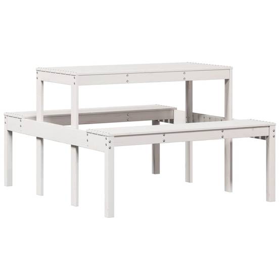 ComfortXL - Table de Pique-Nique Familiale Blanche 4-6 Personnes en Bois de Pin 110cm avec Bancs – ComfortXL Outdoor Living - Image 2