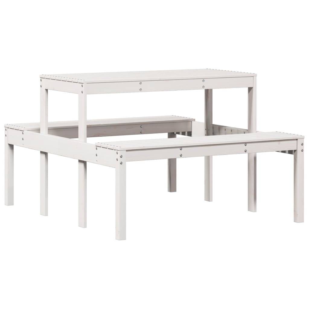 ComfortXL - Table de Pique-Nique Familiale Blanche 4-6 Personnes en Bois de Pin 110cm avec Bancs – ComfortXL Outdoor Living - Image 2