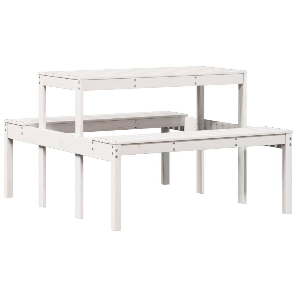 ComfortXL - Table de Pique-Nique Familiale Blanche 4-6 Personnes en Bois de Pin 110cm avec Bancs – ComfortXL Outdoor Living - Image 6