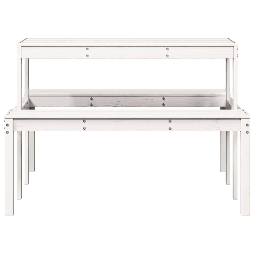ComfortXL - Table de Pique-Nique Familiale Blanche 4-6 Personnes en Bois de Pin 110cm avec Bancs – ComfortXL Outdoor Living - Image 4