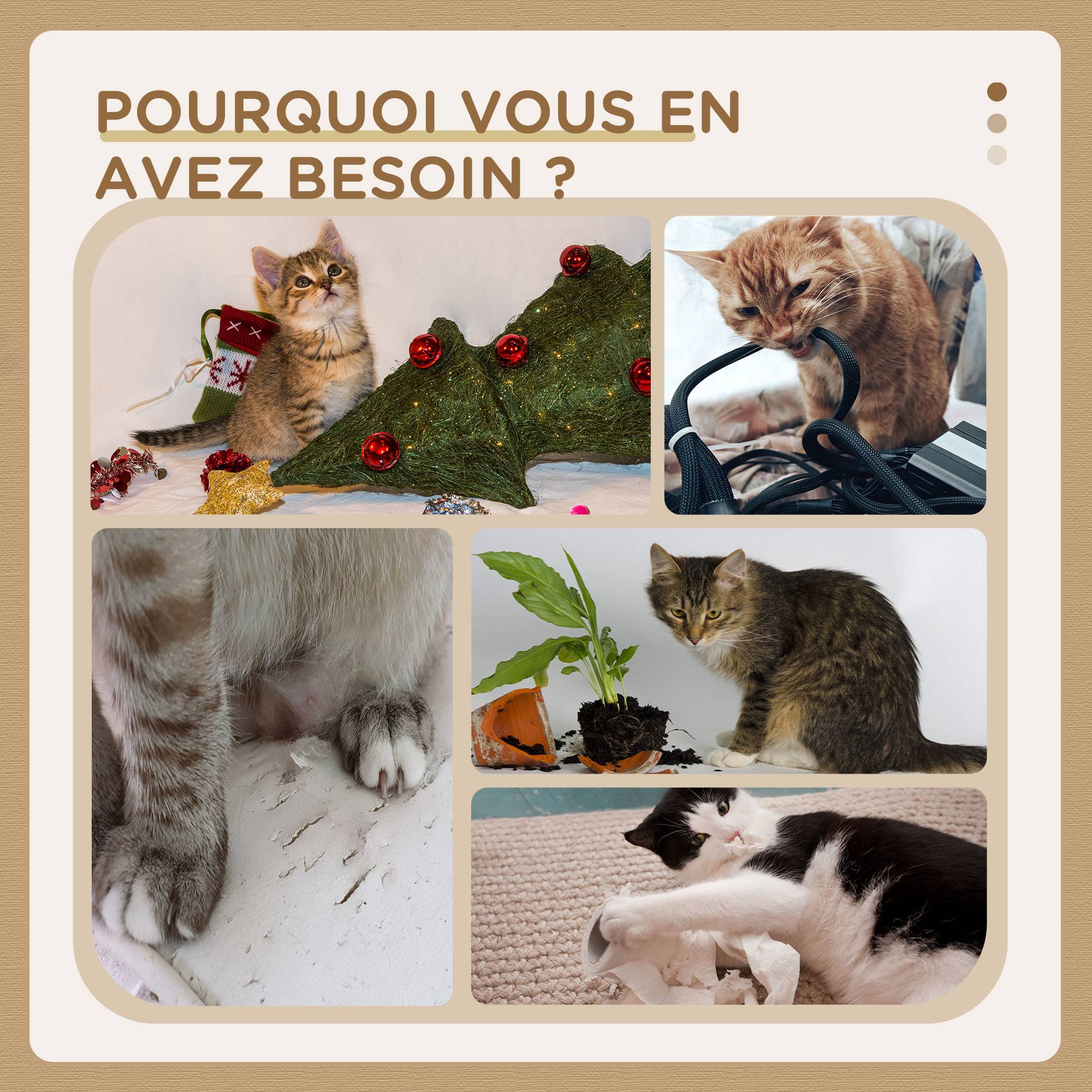 Arbre à chat bois sisal intérieur quenouille tressée panier 45x40x74cm beige - ComfortXL Outdoor Living - Image 8