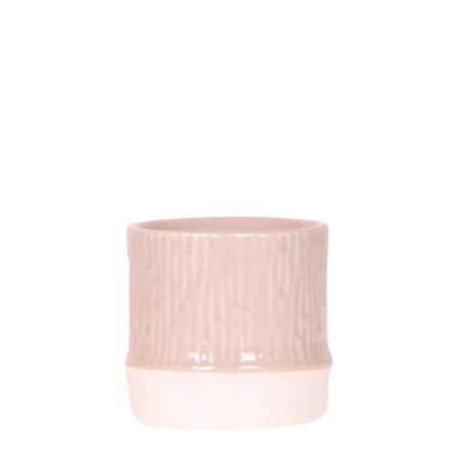 Cache-pot céramique texture bambou - esprit nature et sérénité - Pot de 6cm - sable - Image 1