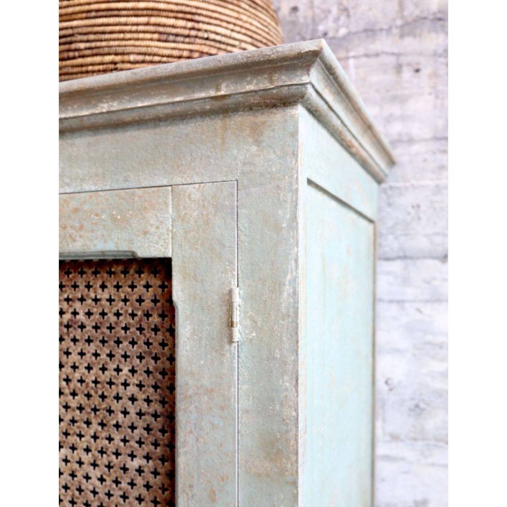 Chemin De Campagne - Armoire antique de lin en bois de pin bleu opale 113.5 x 44.5 x 184 cm Chemin de campagne - Imagen 4
