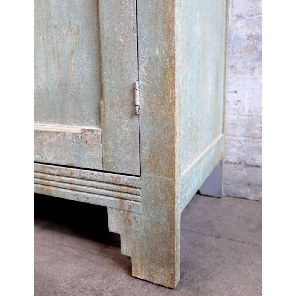 Chemin De Campagne - Armoire antique de lin en bois de pin bleu opale 113.5 x 44.5 x 184 cm Chemin de campagne - Imagen 6