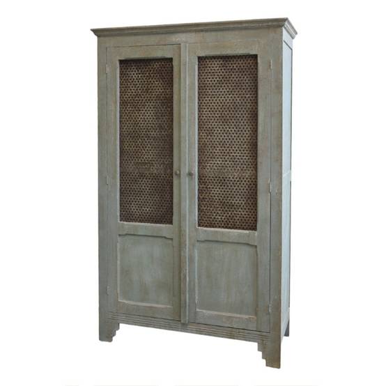 Chemin De Campagne - Armoire antique de lin en bois de pin bleu opale 113.5 x 44.5 x 184 cm Chemin de campagne - Imagen 1