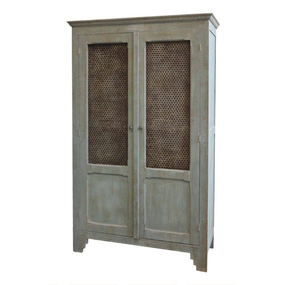 Chemin De Campagne - Armoire antique de lin en bois de pin bleu opale 113.5 x 44.5 x 184 cm Chemin de campagne - Imagen 1