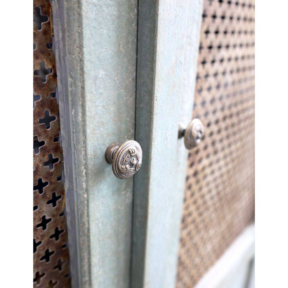 Chemin De Campagne - Armoire antique de lin en bois de pin bleu opale 113.5 x 44.5 x 184 cm Chemin de campagne - Imagen 7